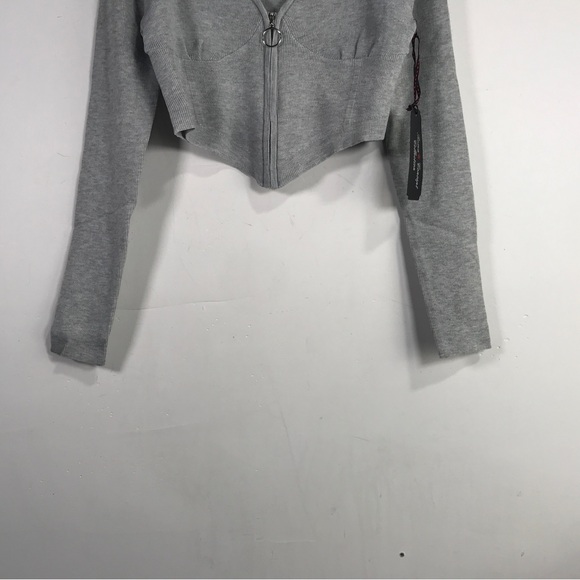 Roma Concepts Collection Long Sleeve Crop Zip Up Top, Women's Size L - H Grey - Picture 7 of 11